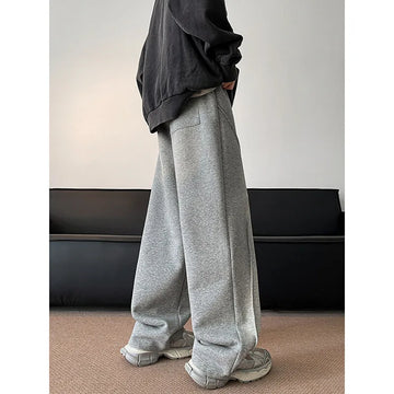 Men's Sweatpants High street patchwork Straight pants Korean Fashion  Wide Leg Straight Loose Track Pants Male Casual Trousers